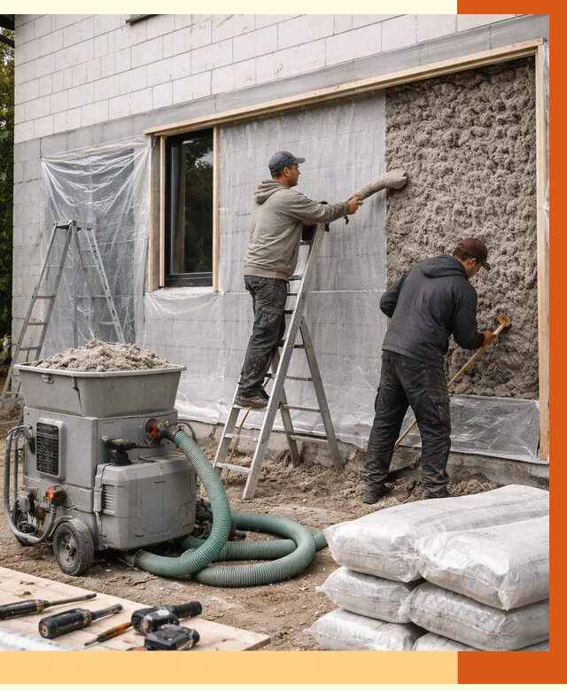 Утепление дома из газобетона эковатой в Химках от 4665 руб./м2 | ТепломастерХмк